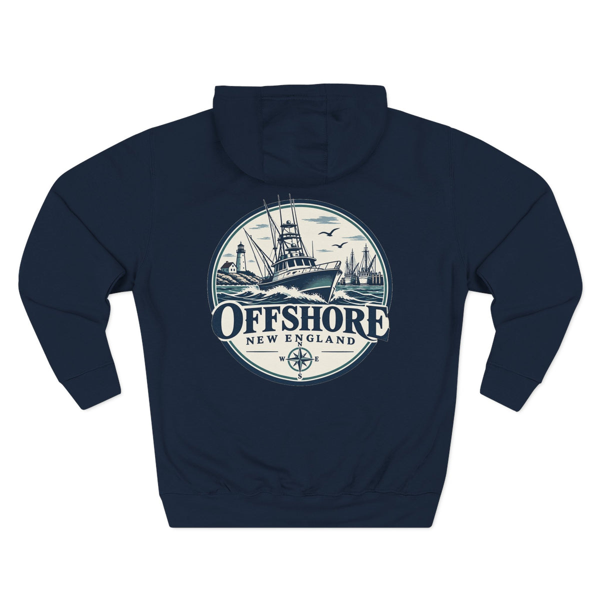 Offshore New England Hoodie — Nautical Fishing Boat Graphic