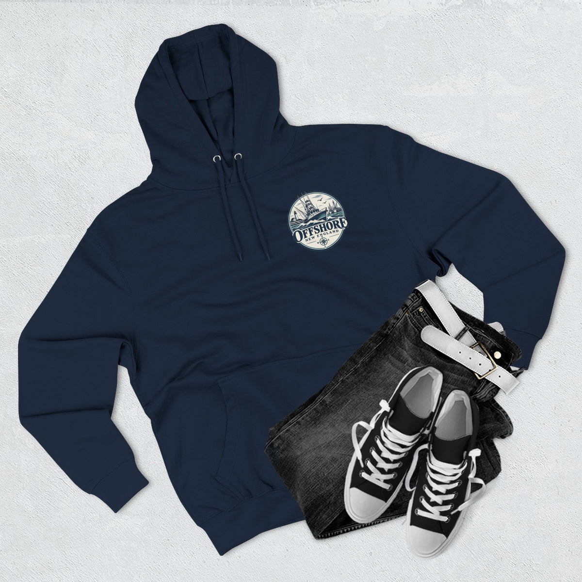 Offshore New England Hoodie — Nautical Fishing Boat Graphic