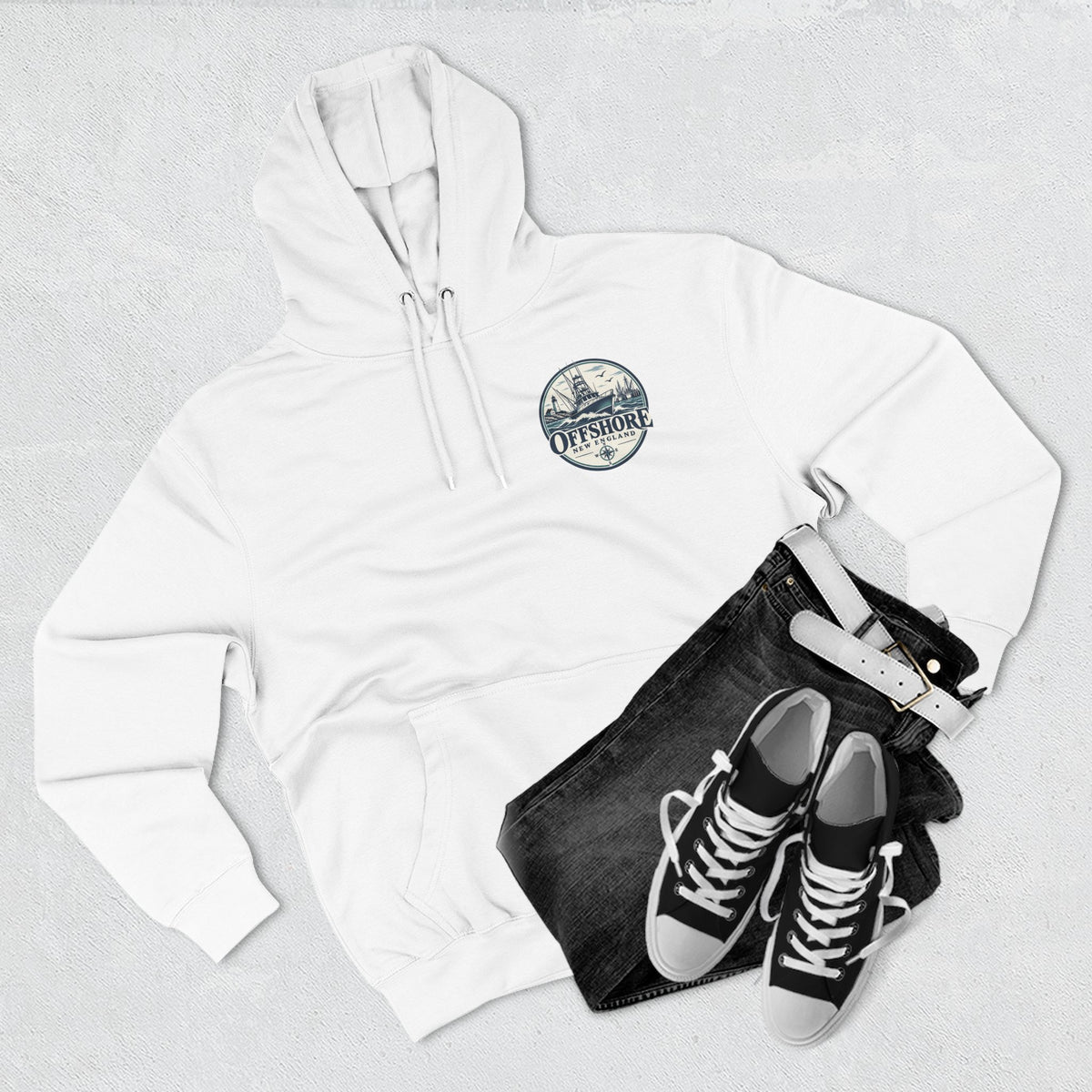 Offshore New England Hoodie — Nautical Fishing Boat Graphic